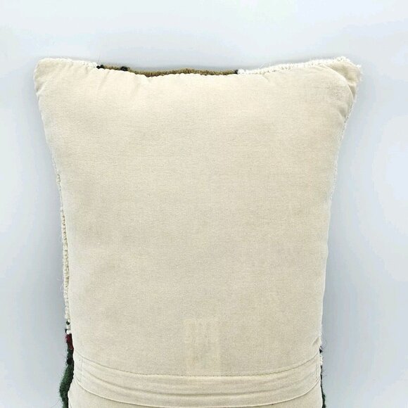 Vintage Queen Of Hearts Needlepoint Wool Throw Pillow Novelty Casino Art Deco - Picture 3 of 14